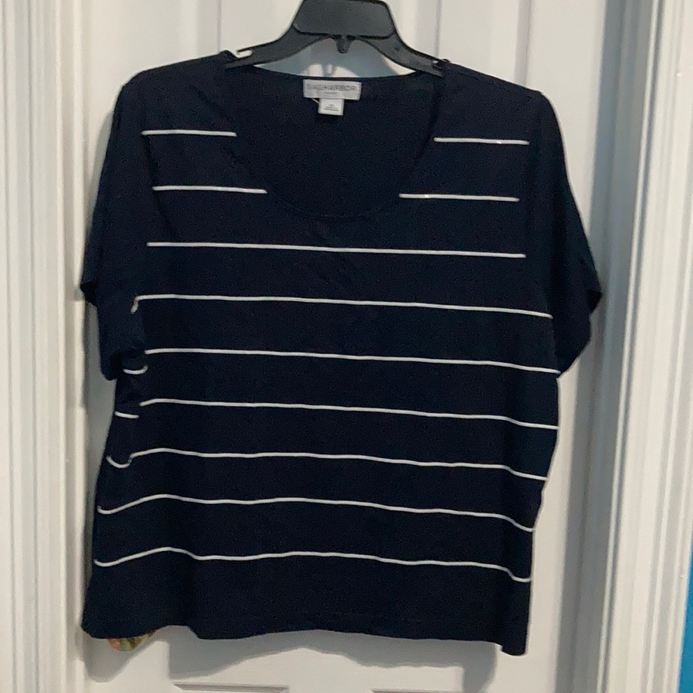 Black tee with white sequins detail